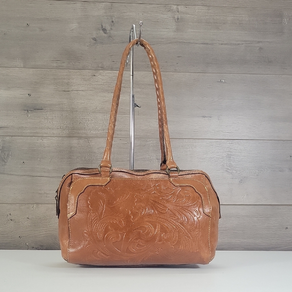 Patricia Nash Tan Tooled Leather Shoulder Bag